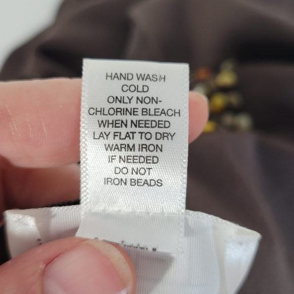 Womens Loft Beaded Neckline Silk/cotton tank Keyhole back Size Large - Picture 7 of 7